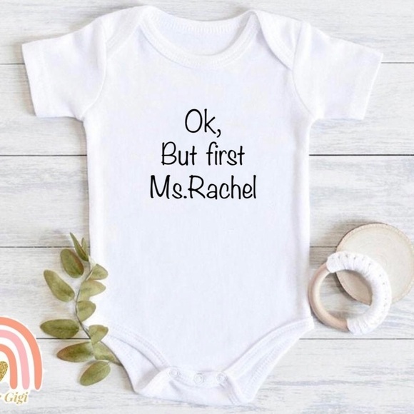 Ok, but first mrs Rachel NEW white baby one piece - Picture 1 of 1